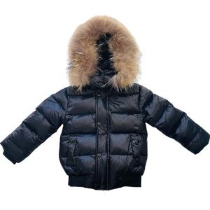 Down Parka Fur Feather Jacket Hooded Slim White duck Down Short Parkas Sz 2